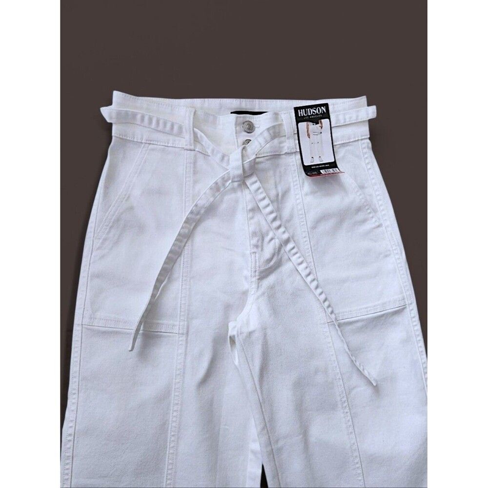 HUDSON Women's Wide-Leg Belt Mid-Rise White Jeans Size 10/30 (Medium)Trendy Pant - Picture 4 of 13